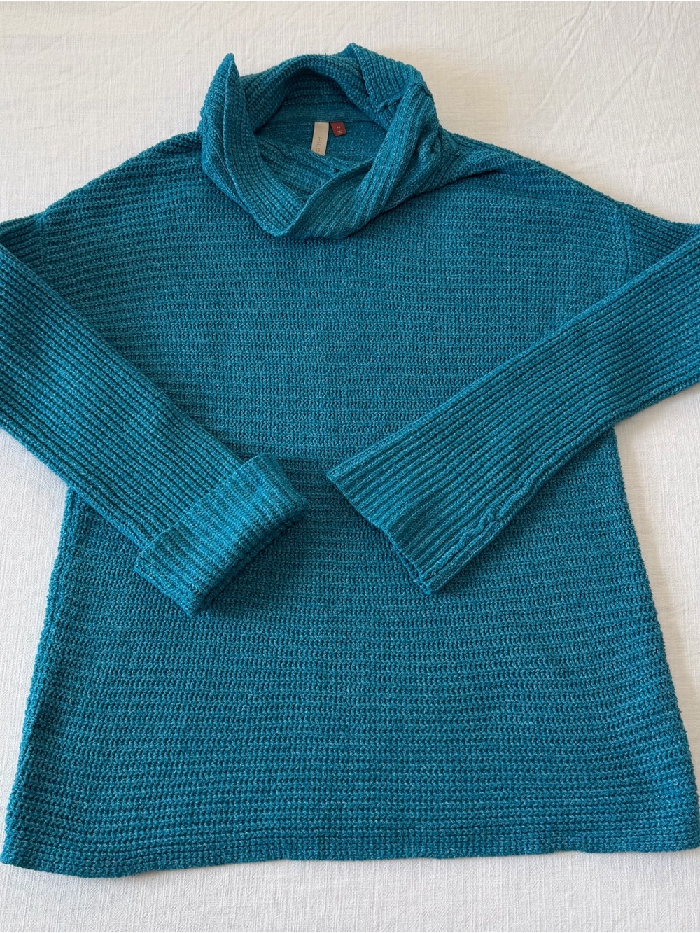Pilcro Teal Chenille Cowl Neck Sweater